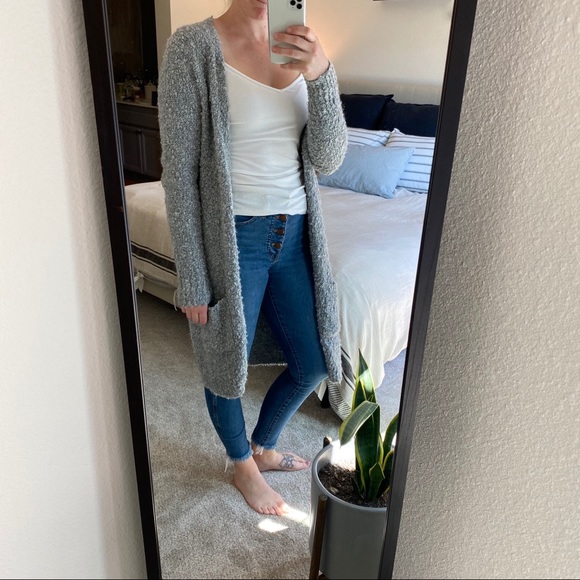 Halogen Sweaters - Nordstrom Grey Fuzzy Duster Halogen Sweater